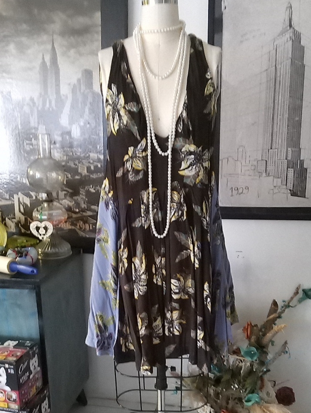 FP Movement by Free People Floral Mini Dress - Black and Blue